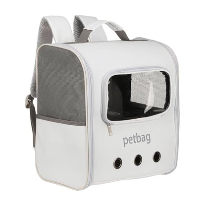 Pet Backpack Carrier, Portable and Ventilated, Oxford Cloth, Dogs Cats and Small Animal Travel Bag 14.17", (White, 1 Pcs), Intended for Hiking/Camping/Traveling - color: White