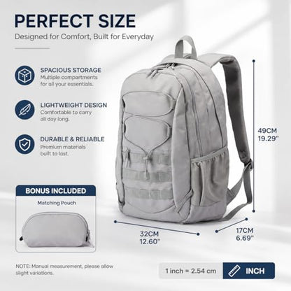 Hiking Travel Backpacks Men and Women, Lightweight Waterproof Laptop Backpack Outdoor Camping Backpack Hiking Daypack for Travel, Trekking, Work 26L (Grey) - color: Grey