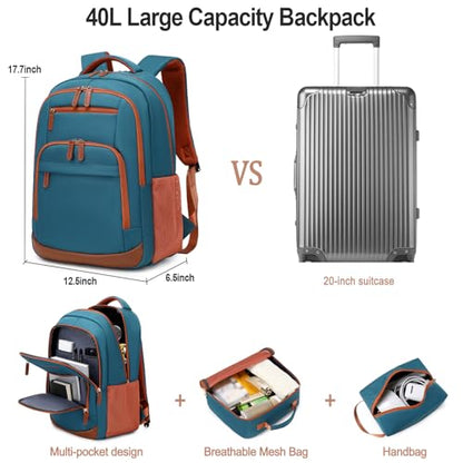 BOVIP Travel Backpack For Men Women,40L Carry On Backpack Flight Approved,TSA Personal Item Travel Bag Fits 17 Inch Laptop,Business Weekender Overnight Daypack Dark Green - color: Dark Green