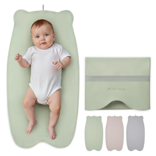 Blissful Diary Vegan Leather Portable Changing Pad, Wipeable & Waterproof Baby Change Mat，Diaper Bag, Travel Essential & Registry Gift, Light Green - color: Light Green