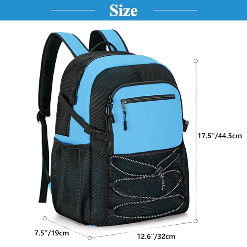 Fasrom Mesh Beach Bag Backpack with Wet Item Pocket, Swim Backpack for Pool, Travel and Gym (Patent Design, Empty Bag Only), Blue - color: Blue