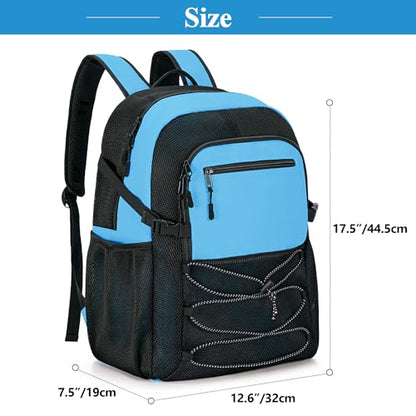 Fasrom Mesh Beach Bag Backpack with Wet Item Pocket, Swim Backpack for Pool, Travel and Gym (Patent Design, Empty Bag Only), Blue - color: Blue