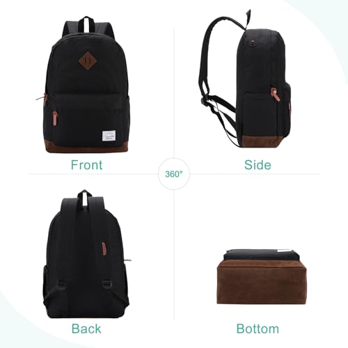 Backpack for Men Women,VASCHY Classic Water-resistant Lightweight Travel School Backpack Casual Daypack - color: Black