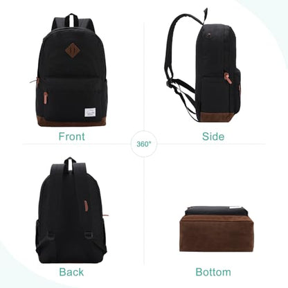 Backpack for Men Women,VASCHY Classic Water-resistant Lightweight Travel School Backpack Casual Daypack - color: Black