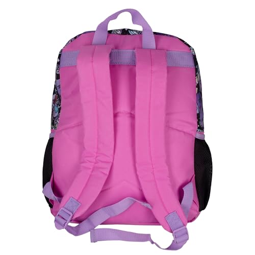 AI ACCESSORY INNOVATIONS Monster High 4 Piece Backpack Set, Clawdeen Wolf, Cleo DeNile, Dracularua, Frankie Stein, & Lagoona Blue Bookbag, Flip Sequins 16” School Bag, Black & Pink - color: Monster High