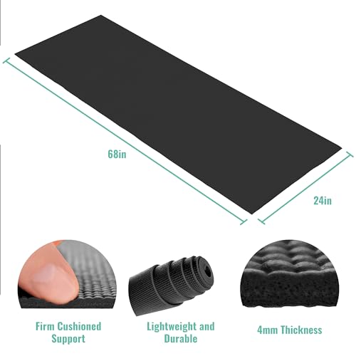 12-Pack Classic Yoga Mat With Carrying Strap, 68" x 24" Non Slip Exercise Mat, 4mm Thick Gym Mat, Bulk Non Toxic Yoga Mats for Home Workout, Schools, Classroom, and Studios - color: Black