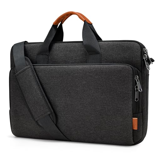bagasin 15 15.6 16 inch Laptop Computer PC Shoulder Bag Carrying Case, Water-Repellent Fabric Briefcase, Lightweight Toploader, Business Casual or School - color: Black, size: 15.6-16