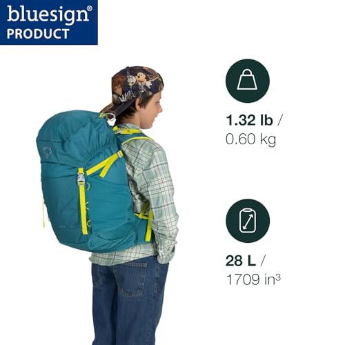 Osprey Jet 28L Kid's Hiking Backpack, Green OS - color: Green Canopy, size: 28L