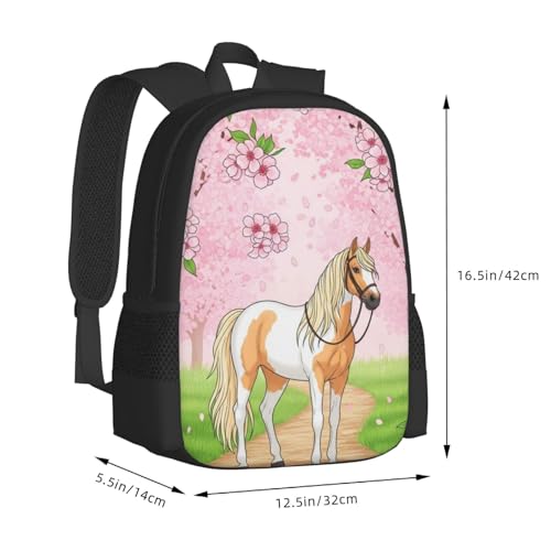 Lightweight Polyester Daypack Animal White Horse, Anti Theft Large Capacity Travel Hiking Backpack Unisex Carry On Bag for Outdoor Commute Business Use - color: Design (871)