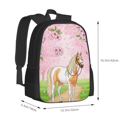 Lightweight Polyester Daypack Animal White Horse, Anti Theft Large Capacity Travel Hiking Backpack Unisex Carry On Bag for Outdoor Commute Business Use - color: Design (871)