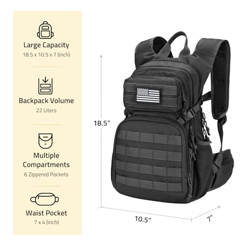 CVLIFE Tactical Hydration Pack 3L - Lightweight Water Bag With Bladder for Men Women, Heavy Duty Molle Backpack for Hiking, Cycling, Running, Hunting