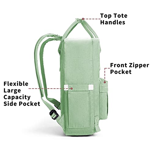 KALIDI Casual Laptop Backpack 15 Inches Classic Camping Rucksack Travel Outdoor Square Daypack College Hiking Gym Bag, Light Green - color: Light Green