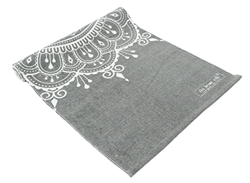 Hand Woven 100% Cotton Yoga Mat- Thick Handloom Made in India- for Gym Floor Exercise - Runner for Bedroom - color: Grey