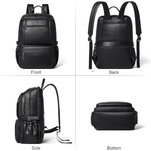 Shrrie 17 Inch Laptop Backpack Purse for Women with Giant Tumbler Holders | Vegan Leather Backpack with Large Water Bottle Pocket,Work Travel Business College Teacher Nurse,35L Large Capaity - color: Black