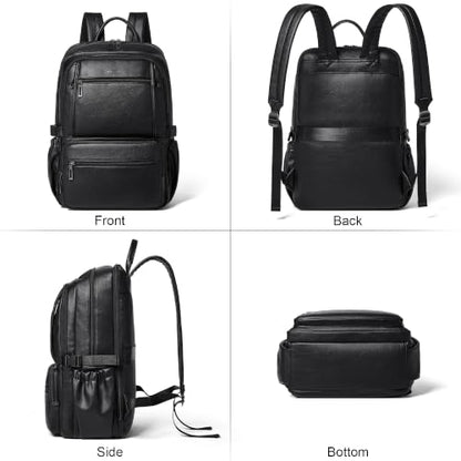 Shrrie 17 Inch Laptop Backpack Purse for Women with Giant Tumbler Holders | Vegan Leather Backpack with Large Water Bottle Pocket,Work Travel Business College Teacher Nurse,35L Large Capaity - color: Black