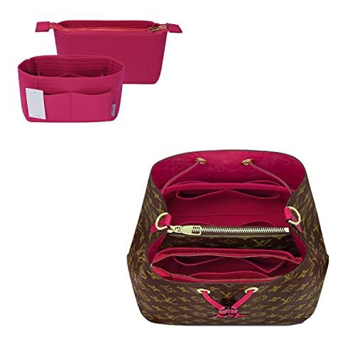 ZTUJO Purse Organizer, Bag Organizer, Insert Purse Organizer With 2 Packs In One Set For LV NeoNoe Noé Series perfectly - color: Rosy