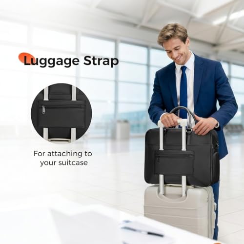 MATEIN Laptop Bag with Insulated Lunch Compartment, 16 Inch Men Lunch Bags for Work, Water Resistant Anti Theft Business Mens Briefcase, Computer Carrying Case Messenger Shoulder Bag for Office, Black