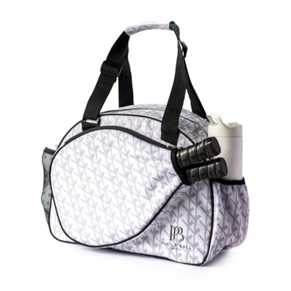 Pik’le’Ball Sport Premium Women's Pickleball Bag – Stylish and Versatile Sports Bag with Water Bottle Holder, Padded Paddle Pocket, and Spacious Design (fits 2+ Paddles!) - color: Court Couture White