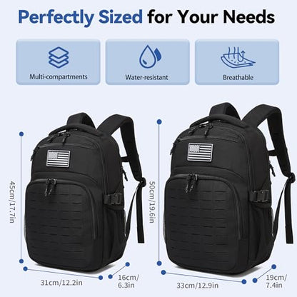 Wotony Military tactical backpack Laser-Cut MOLLE Webbing, backpack for men black small tactical assault bag (dark gray, 20 inch) - color: Dark Gray, size: 20 inch