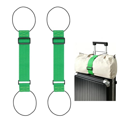 Multi Use Strong Adjustable Luggage Connector Straps for Suitcases,2 Pack Flexible Luggage Accessories Elastic Fastening Bag Strap (Green) - color: Green