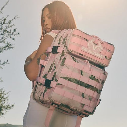 WOLFpak 25L Athletic Gym Backpack (Realtree APX Flushing Pink) Durable 1000D Waterproof Oxford Material w/MOLLE Webbing, Laptop Pocket & Dual Cup Holders, Durable Fitness/Travel/Military Daypack - color: Realtree Apx Flushing Pink
