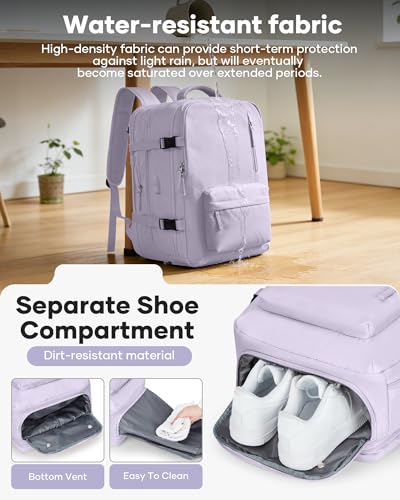 Vacuum Backpack Travel with Pump for Women Men 18x14x8 Personal Item Bag - color: A1-purple