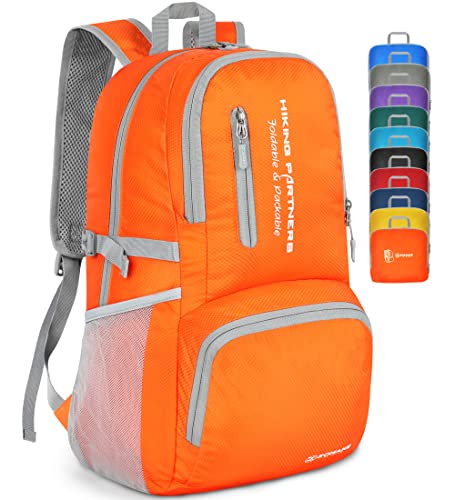 ZOMAKE Lightweight Packable Backpack, 35L Light Foldable Hiking Backpacks Water Resistant Collapsible Daypack for Travel(Orange) - color: Orange