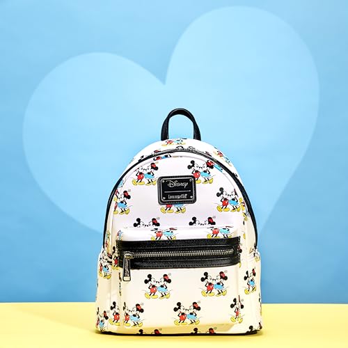 Loungefly Disney Mickey and Minnie Mouse Classic All Over Print Womens Double Strap Shoulder Bag Purse