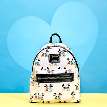 Loungefly Disney Mickey and Minnie Mouse Classic All Over Print Womens Double Strap Shoulder Bag Purse