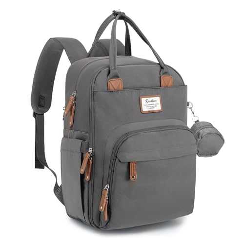 RUVALINO Diaper Bag Backpack, Multifunction Travel Back Pack Maternity Baby Changing Bags, Large Capacity, Waterproof and Stylish, Iron Gray - color: Iron Gray
