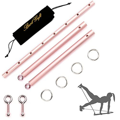 2 Pcs Rose Gold Spreader Bar for Home Gym - Expandable Stainless Steel Bars - Designed for Yoga Flows, Pilates Mat Work, Home Gym Workouts Bar