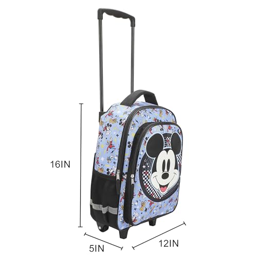 Disney Mickey Mouse Big Face 16" Rolling Travel Backpack - color: Mickey Mouse Face Rolling