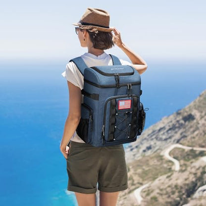 Maelstrom 35/50 Can Insulated Backpack Cooler, Leakproof Soft Lunch Ice Bag - color: Blue, size: 35 Can