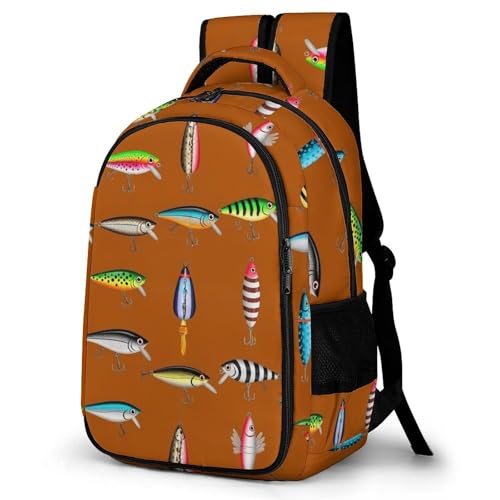 Personalized Business Backpack Vintage Fishing Lure Style, Large Capacity Laptop Backpack with Organized Compartments for Work - color: Pattern (351)