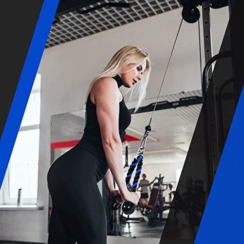 Yes4All Deluxe Tricep Rope Cable Attachment, 27 & 36 inch with 4 Colors, Exercise Machine Attachments Pulley System Gym Pull Down Rope with Carabiner - color: H. 36" Blue Black