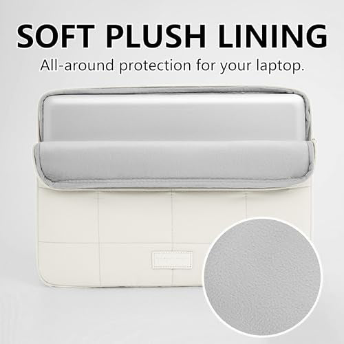 Puffy Laptop Sleeve 14 Inch Matte Beige, Waterproof Carrying Case Bag for Women, Fluffy Computer Case Compatible with MacBook Pro 14 Inch, MacBook Air M2 M1, Asus/Dell XPS/Lenovo - color: Matte Beige, size: 14-inch