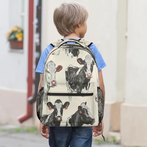 Cow Pattern Backpack with Chest Strap, Casual Backpack for Women Men, 16 Inch Daypack for Travel Work, Cow Print - color: Blue