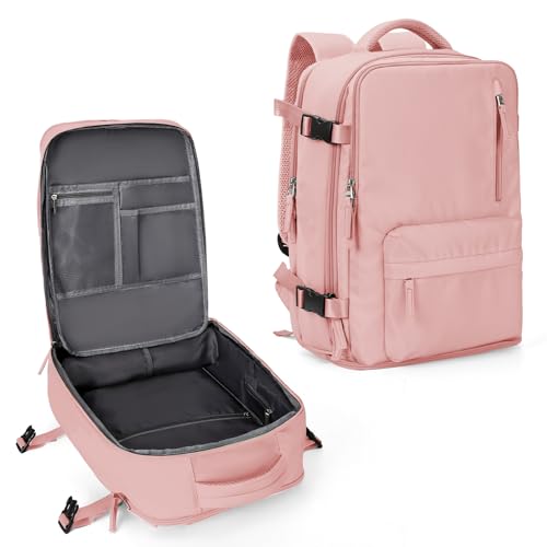 WONHOX Large Travel Backpack Women, Carry On Backpack,Hiking Backpack Waterproof Outdoor Sports Rucksack Casual Daypack with Shoes Compartment, Pink - color: A58-pink, size: Large
