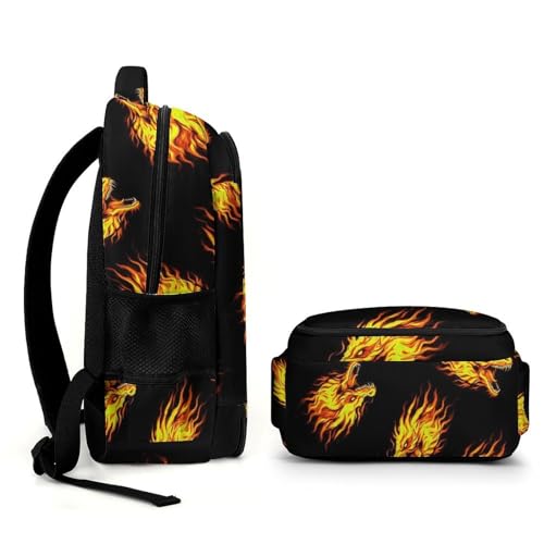 Nurse Teacher Travel Backpack Cool Fire Dragon Art Purse, Cute Laptop Backpack with Tumbler Holder for Women College Work Casual Daypack - color: Pattern (347)