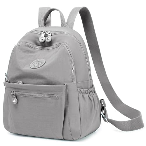 Mini Backpack Purse for Women Lightweight Nylon Casual Bag Small Daypacks for Work Travel (A Light Grey) - color: A Light Grey