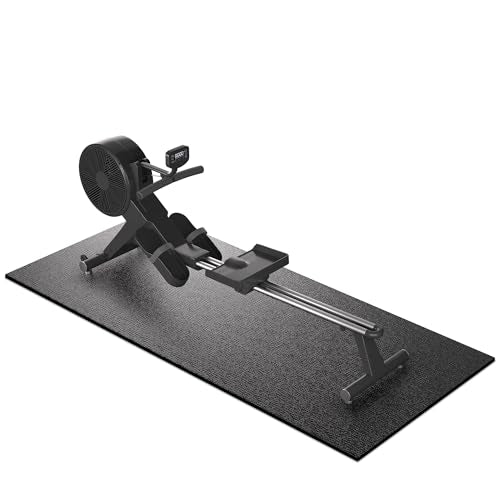 Treadmill Mat, 7'x3'/6'x3'/6'x2.5'/5.6'x2'/4'x2', 6mm Thick Exercise Equipment Gym Mat for Hardwood FloorCarpet, Compatible with Peloton Bike, Indoor Spin Bike, Elliptical - color: 84"x36"x6mm-black