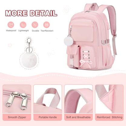 Scothen Backpacks for Girls, Girls Backpack with Lunch Box & Pencil Pouch for Teens Girl Kids Elementary Middle High School College Student Bookbag Daypack Laptop Travel Backpack for Women - color: Pink