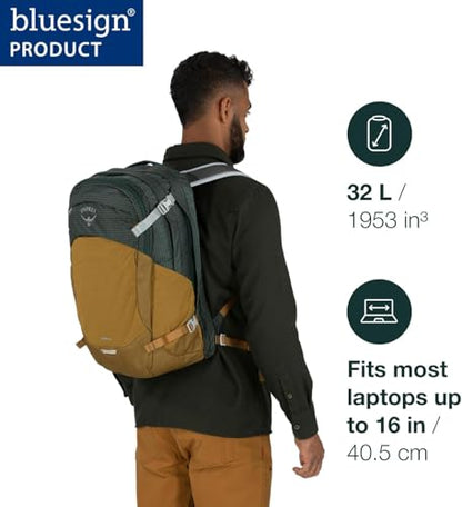 Osprey Nebula Commuter Backpack - Everyday Bag with Laptop Sleeve and Bottle Pockets, Moss Green/Earl Grey Heather - color: Moss Green-earl Grey Heather