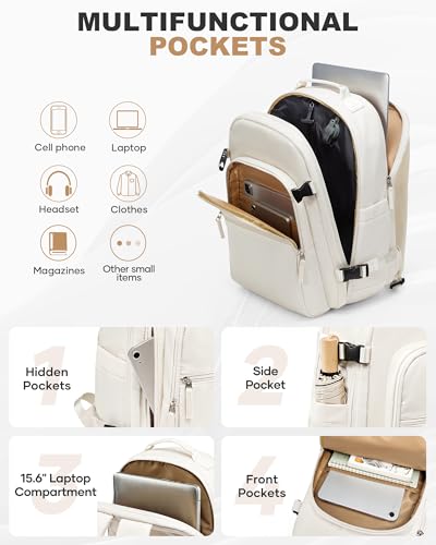 coofay Vacuum Backpack Travel with Pump Vacpack Backpack with Vacuum Seal Backpacks Traveling Backpacks Vacuum Compression Air Travel Bag Carry on Luggage - color: E-beige