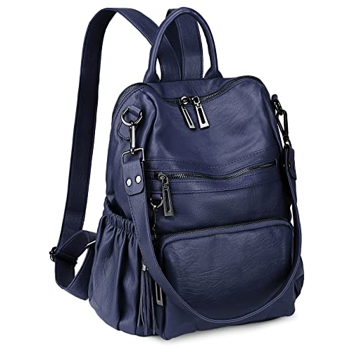 Uromee Travel Backpack Purse for Women Vegan Leather Ladies Fashion Tassel Shoulder Bag Convertible - color: 0243 Royal Blue