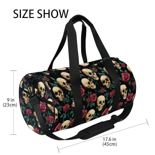 MNSRUU Duffel Bags Cute Skulls Roses Sports Gym Bag Travel Luggage Overnight Bags for Men Women Duffel Bags for Traveling - color: Goth 11