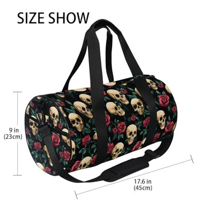 MNSRUU Duffel Bags Cute Skulls Roses Sports Gym Bag Travel Luggage Overnight Bags for Men Women Duffel Bags for Traveling - color: Goth 11