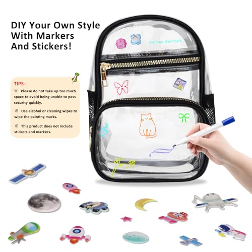 Clear Bag Stadium Approved Events Concerts Sports Outdoors Water Bottle Holder,Clear Purse for Women Men Handbags - color: 1# Black-c