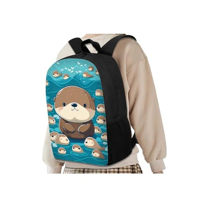 4PCS Cartoon Otter Backpack Set for Girls Boys Kawaii School Bag with Lunch Bag Pencil Case and Water Bottle Holder Lightweight Bookbag for Kids Elementary Middle School Students - color: Cartoon Otter