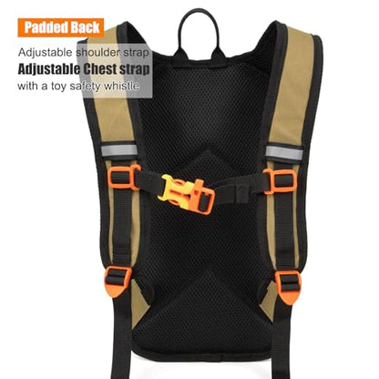 Kids Hydration Backpack, Water Hiking Backpack for Boys or Girls with 1.5L Reservoir Bladder - color: Brown